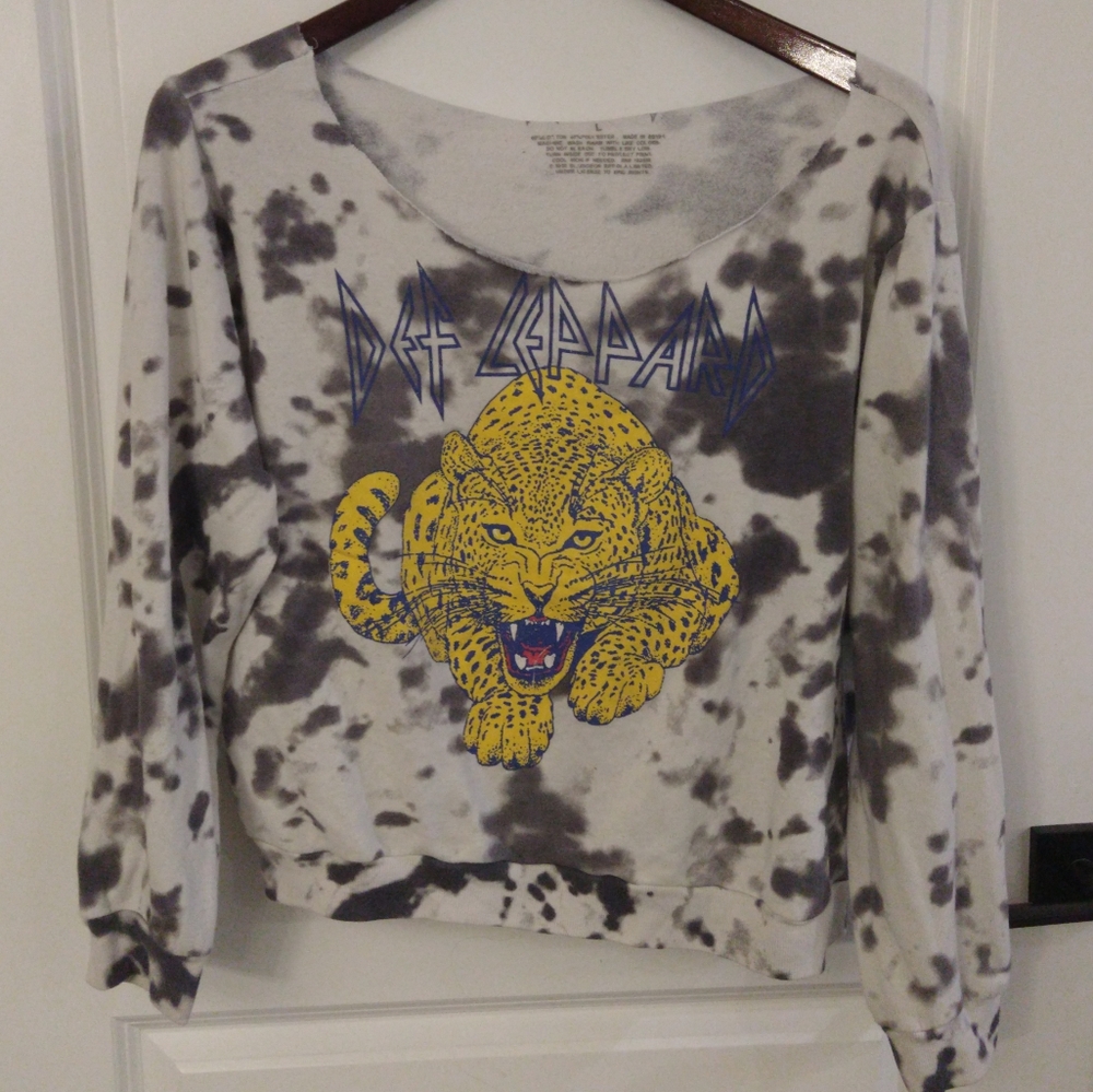 Def Leppard Tie-Dye Off Shoulder Sweatshirt